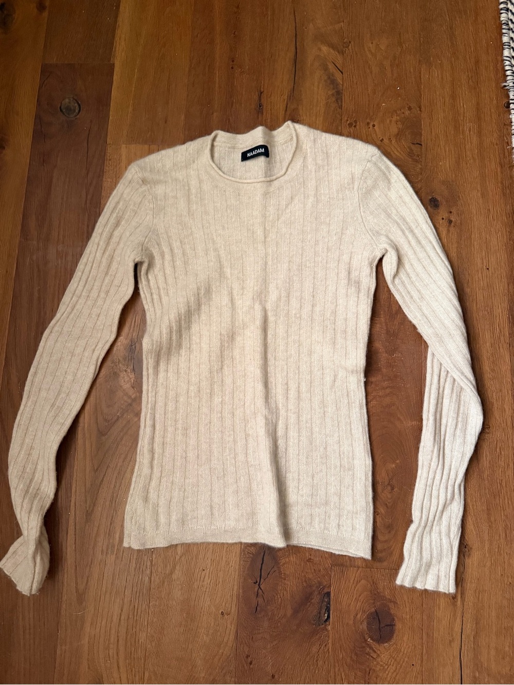 NAADAM Cream Ribbed cashmere Crewneck Sweater - Picture 1 of 3